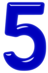 Numeral 5, five, isolated on white background, 3d render