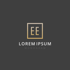 Obraz premium EE. Monogram of Two letters E & E . Luxury, simple, minimal and elegant EE logo design. Vector illustration template.