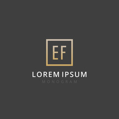 Obraz premium EF. Monogram of Two letters E & F . Luxury, simple, minimal and elegant EF logo design. Vector illustration template.