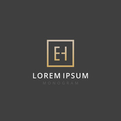 EH. Monogram of Two letters E & H . Luxury, simple, minimal and elegant EH logo design. Vector illustration template.