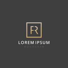 FR. Monogram of Two letters F & R . Luxury, simple, minimal and elegant FR logo design. Vector illustration template.
