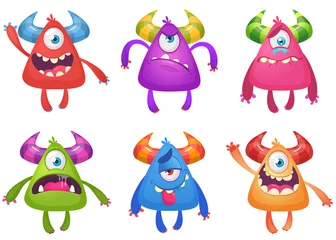 Fotobehang Cartoon Monsters. Vector set of  Halloween cartoon monsters isolated. Design for print, party decoration, t-shirt, illustration © drawkman