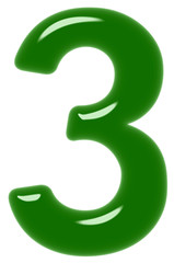 Numeral 3, three, isolated on white background, 3d render