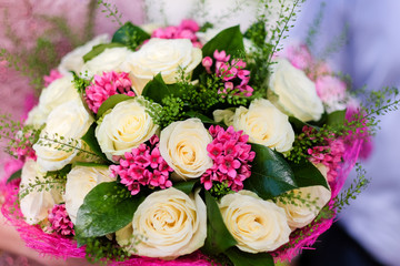 wedding bouquet of white roses