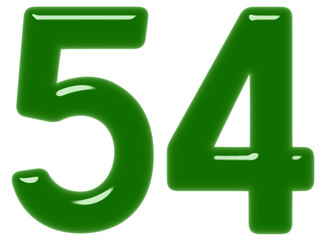 Numeral 54, fifty four, isolated on white background, 3d render