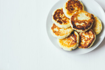 Cheese pancake on the plate