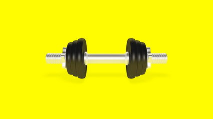 Dumbbell on a yellow background