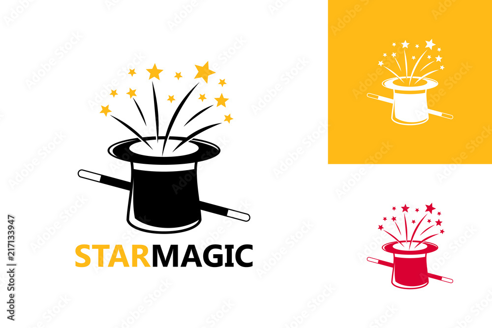 Wall mural Star Magic Hat Logo Template Design Vector, Emblem, Design Concept, Creative Symbol, Icon