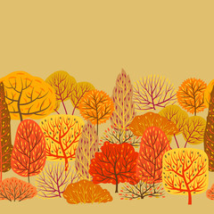 Seamless pattern with autumn stylized trees.