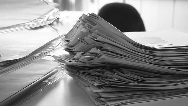 Stack of pappers in the office.