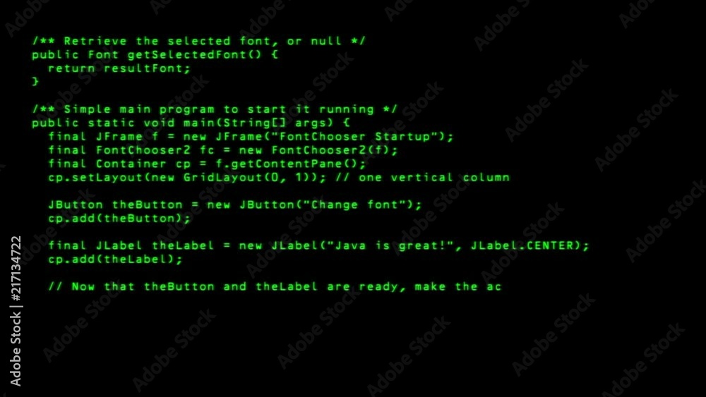Wall mural programming code running down a old computer screen terminal. 4k loop
