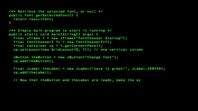 Programming Code Running Down A Old Computer Screen Terminal. 4k Loop