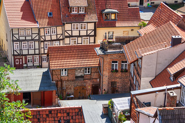 Romantic roof landscapes in the historic old town of Quedlinburg, World Heritage Site, Harz, Northern Germany