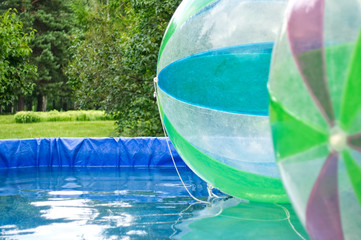 Air ball in the public park swimming pool.