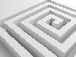 Abstract white square spiral maze 3 d