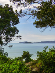 A view of the Atlantic ocean at Jurere Internacional beach - popular tourist destination in Florianopolis, Brazil