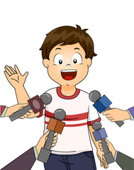 Kid Boy Interview Reporter Illustration