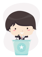 Kid Boy Mayor Speech Illustration