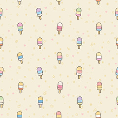 Colorful Hand Drawn Popsicle Seamless Pattern - vector