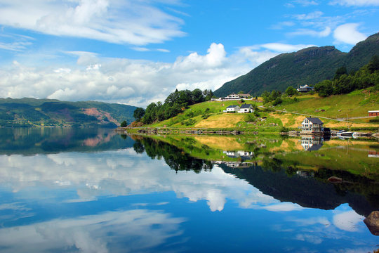 View of  Etnefjorden near Etne in Hordaland county, Norway.