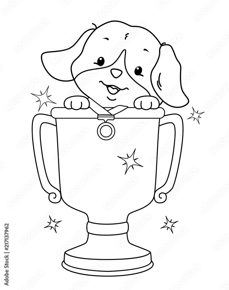 Wall mural coloring dog contest winner illustration