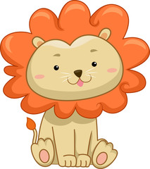 Animal Lion Sit Illustration