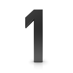 1 one first number black 3d sign isolated
