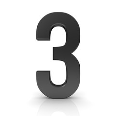 Naklejka premium 3 three third number 3d black sign isolated