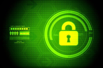 2d illustration Safety concept: Closed Padlock on digital background