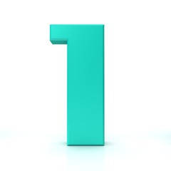 number 1 one turquoise 3d numeral digit sign isolated