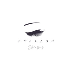 Eyelash extension banner. Template for Makeup and cosmetic procedures. Web element for social networks or badge for corporate identity