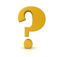 3d question mark golden interrogation point
