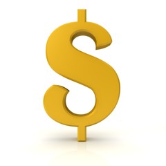 golden dollar sign 3d