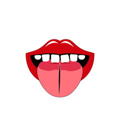 Mouth and Tongue Vector Illustration on white