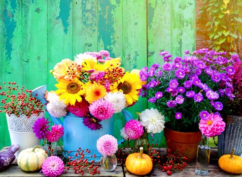 bunte Herbstdekoration - Herbst Blumenstrau&szlig;