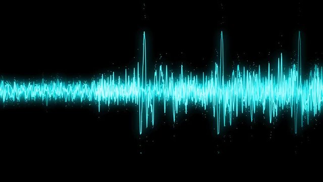 Cyan colored modern audio vu meter spectrum waveform animation