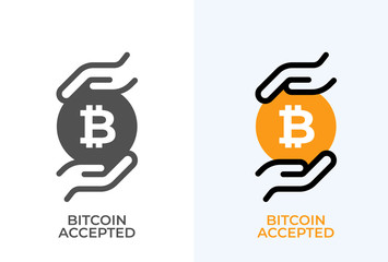 Bitcoin Accepted. Vector sign.
