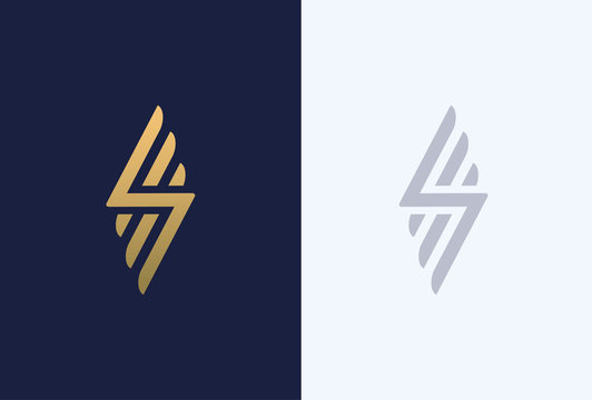 Premium letter S logo design. Luxury abstract geometric logotype. Creative elegant wings vector monogram symbol.