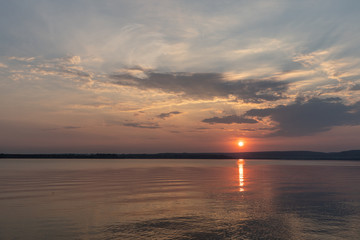 Sunset on Volga river