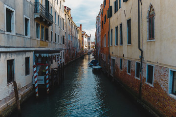 Venice, Italy - May 24, 2018: Beautiful architecture of a unique Venice. Postcard with a view of the city.