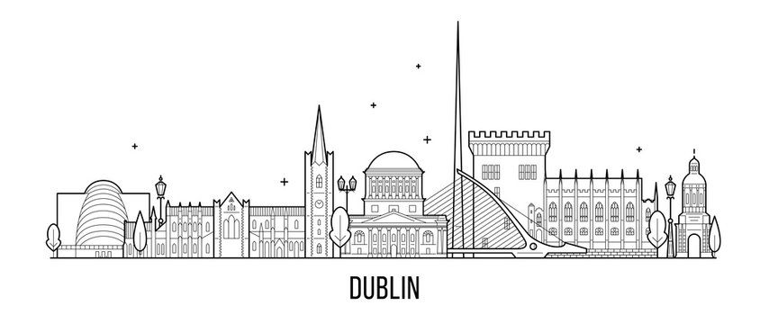 Dublin skyline Ireland vector big city buildings
