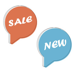 Set Sale speech bubble banners, discount tags design template, app icons, vector illustration.