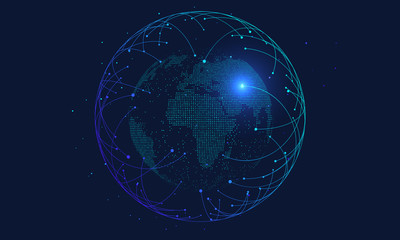 point and line composed world map,representing the global,Global network connection,international meaning,big data background illustration, artificial intelligence