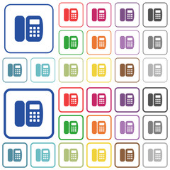 Office phone outlined flat color icons