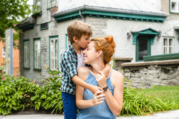 Fototapeta premium Mother with her son outside