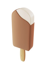 3D Ice cream covered with chocolate