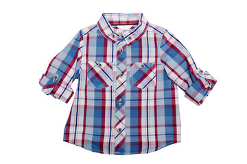 Checkered children's shirt. Isolate on white