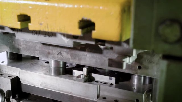 powerful press creates the shape of the detail. From the metal sheet in the process of stamping is obtained the suspension part of the car.