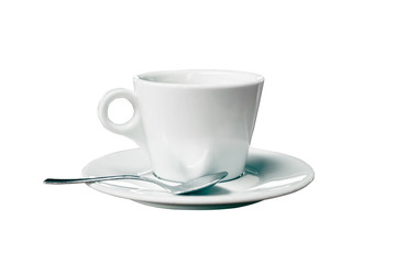 coffee cup with spoon isolated over white background