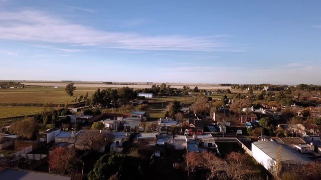 Aerial footage of a little town call Coronel Dorrego, in Argentina.